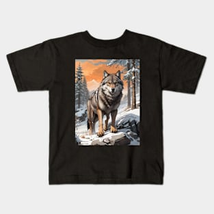 Wolf in The Snow Kids T-Shirt